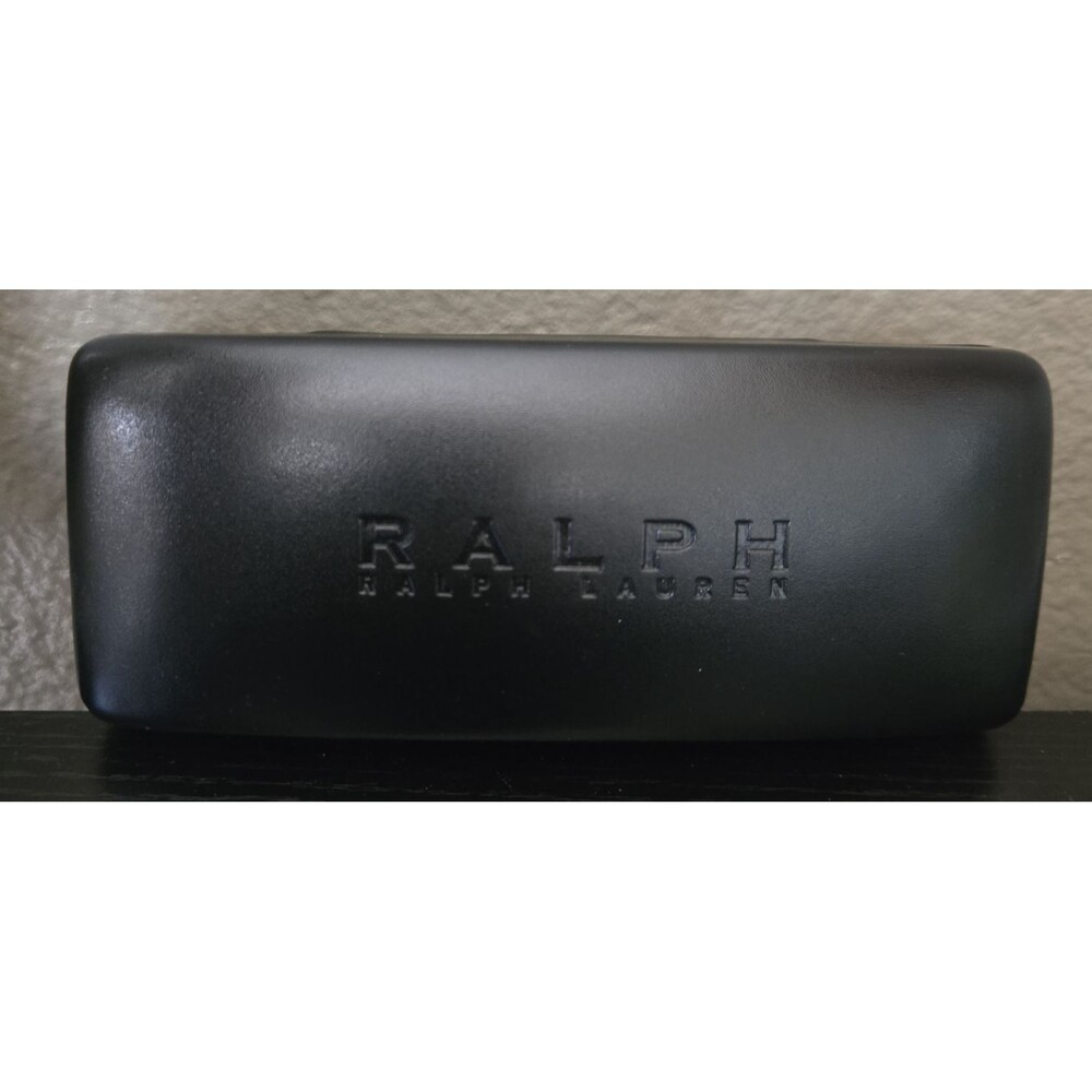 Ralph Lauren Black Hard Shell Eyeglass Case Lined Clamshell Logo Cleaning Cloth